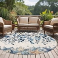 thumbnail image 4 of Round Rugs 8Ft, Blue Coastal Starfish Round Area Rug Washable Indoor Throw Carpet, Beach Nautical Shell Eucalyptus Rustic Large Non Slip Circle Rug for Kids Room RV Home Decor Aesthetic, 4 of 8