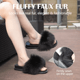 thumbnail image 2 of Vogue Cloud Women's Furry Slides Faux Fur Slides Fuzzy Slippers Fluffy Sandals Outdoor Indoor, 2 of 6