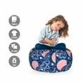 thumbnail image 2 of Japanese Storage Toy Bag Chair, Oriental Flowers Classic Swirled Motifs Far East Culture Inspirations, Stuffed Animal Organizer Washable Bag, Small Size, Navy Blue Blush, by Ambesonne, 2 of 3