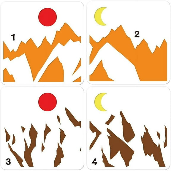 4 Pcs 4 Styles Mountains Painting Stencil 11.81x11.81 Inch Reusable DIY Art and Craft Stencils Hollow Out Drawing Painting Template for Painting on Wood Fabric Paper Walls Canvas Furniture for diy