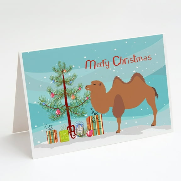 Bactrian Camel Christmas Greeting Cards and Envelopes Pack of 8
