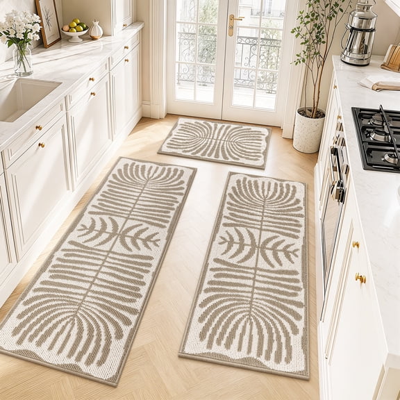 Yamaziot Kitchen Rug and Runner Set of 3, Farmhouse Kitchen Floor Mats Non Slip Washable Runner Rug Carpet for Sink Laundry Room Door