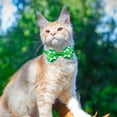 thumbnail image 3 of Tvtnvo Pet Bow Tie St. Patrick's Day Four Leaf Clover Luck Collar Accessory for Dogs and Cats Festive Holiday Party Outfit Nylon Spandex Charming Pet Costume Green 3.1x1.6in, 3 of 5