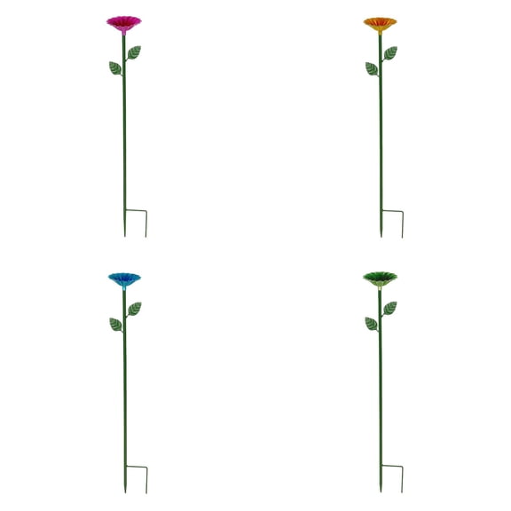 Bee Watering Station 25.2" Metal Pollinator Feeder - Colorful Flower Design Butterfly & Bee Bath Bowl for Garden, Outdoor Yard Decor with Safe Drinking Water Source for Insects