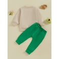 thumbnail image 5 of Toddler Baby Boys Pants Set 6 12 18 24 Months 2T 3T Clover Letter Print Long Sleeve Round Neck Sweatshirt Long Pants 2-Piece Spring Outfits, 5 of 8