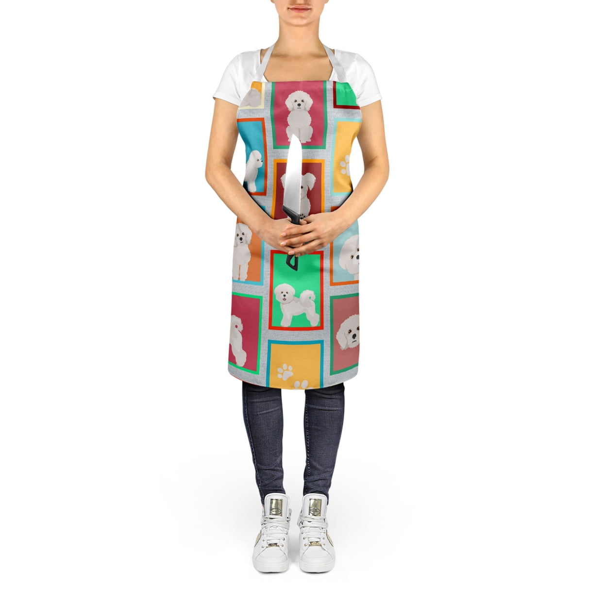 Lots of Bichon Frise Apron 27 in x 30 in