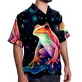 thumbnail image 2 of Starry Sky Frog Men's Short Sleeve Button Down Poplin Casual Beach Shirts, 2 of 6