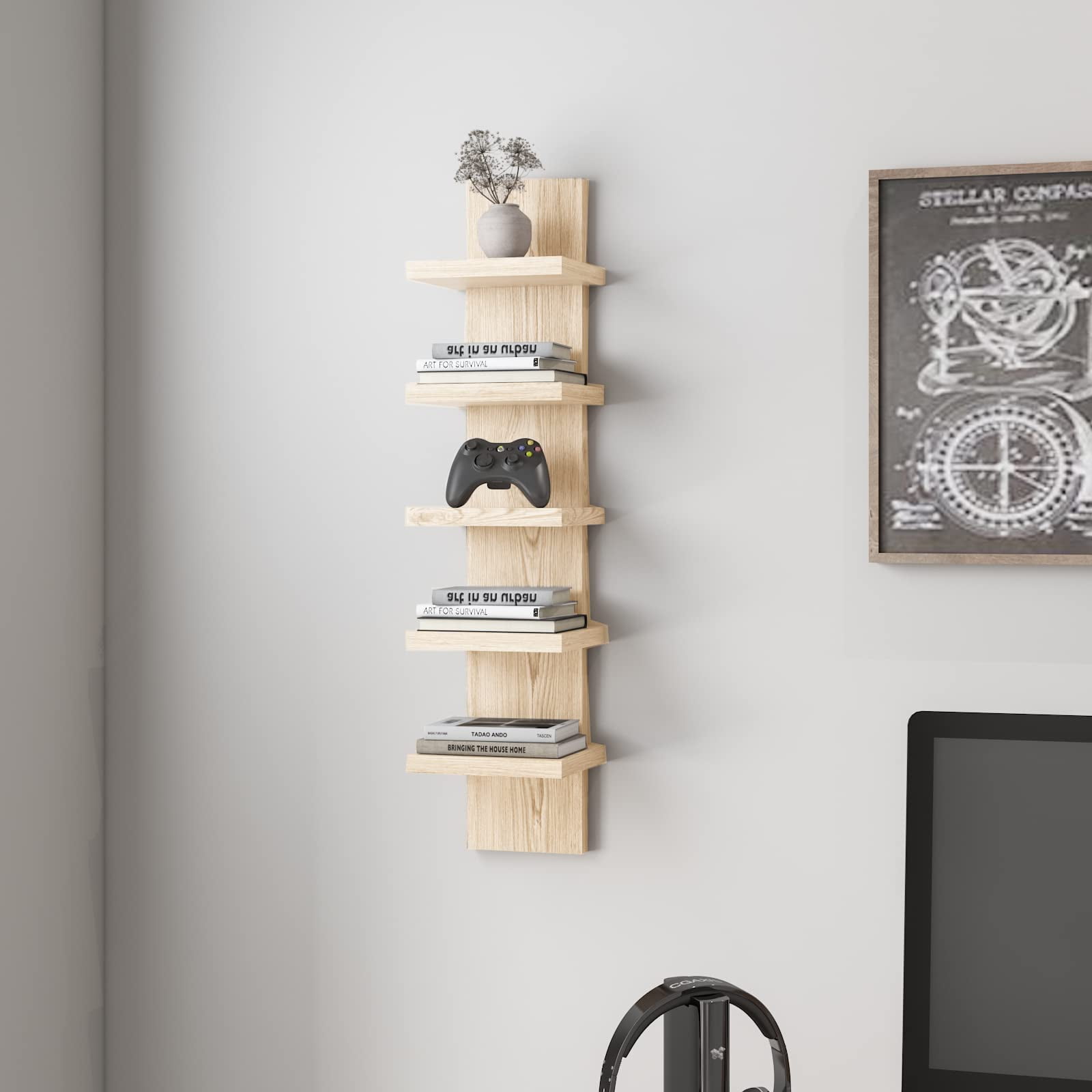 Homaterial 5 Tier Shelves for Wall, Vertical Column Wall Decor Mount