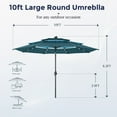 thumbnail image 7 of Alpha Joy 10ft 3 Tier Auto-tilt Outdoor Patio Umbrella Beach Garden Double Vented Table Umbrella with Solar Lights, Peacock Blue & Cerulean, 7 of 7