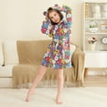 thumbnail image 3 of FORMRS Niños Bathrobe Unisex Hooded Robe Soft Plush Pajamas Sleepwear, Size 4-6T, Whimsical Floral, 3 of 7