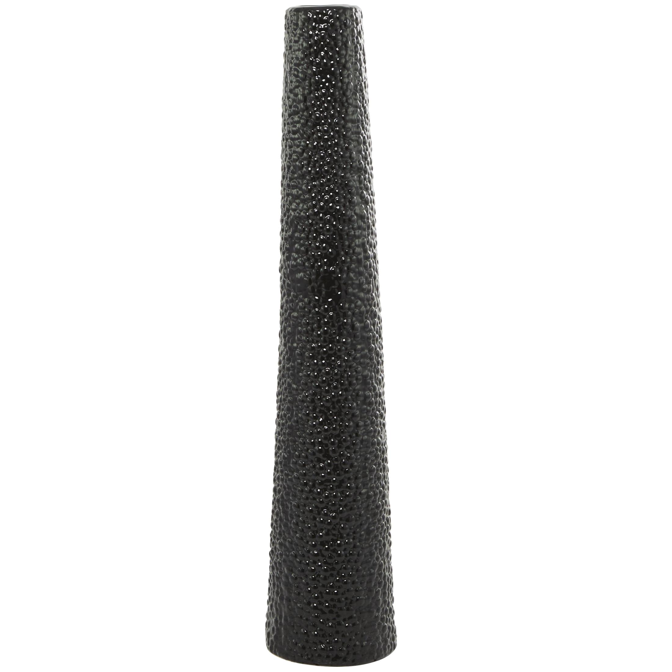 DecMode 39" Tall Black Ceramic Vase with Bubble Texture