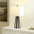 thumbnail image 2 of SAFAVIEH Acosta 21 in. Glam Black Iron Table Lamp with White 100% Cotton Shade, 2 of 6