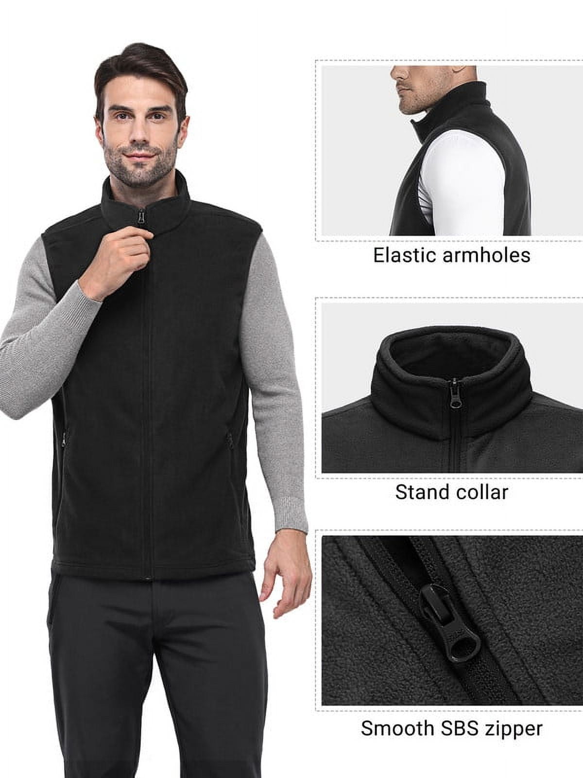 Off Road Ventures Mens Fleece Vest Lightweight Outerwear Zip Up Golf Running Sleeveless Vest With Pockets for Hiking Travel