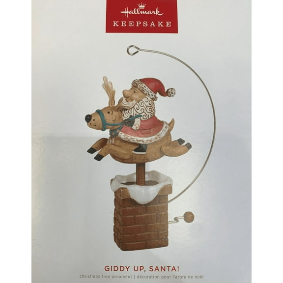 Hallmark Keepsake Plastic Christmas Ornament 2022, Giddy Up, Santa! Reindeer with Motion