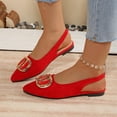 thumbnail image 2 of Women's Summer Dress Flats - Comfortable Pointed Toe Ballet Shoes for Woman - Soft Suede Slingback Flats Red 9.5(43), 2 of 8