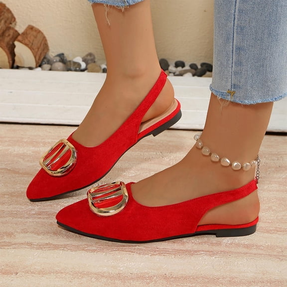 BRGZLK Women's Slip On Flats Summer Solid Color Pointed Toe Low Heel Soft Sole Comfortable Dress Shoes 2026 Business Wedding Party Prom Flats Shoes Red 7.5