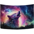 thumbnail image 3 of FREEAMG Wolf Howl Tapestry Hippie Wall Hanging Tapestries Aesthetic Decorative for Living Room Bedroom Ceiling 60x40In, 3 of 7
