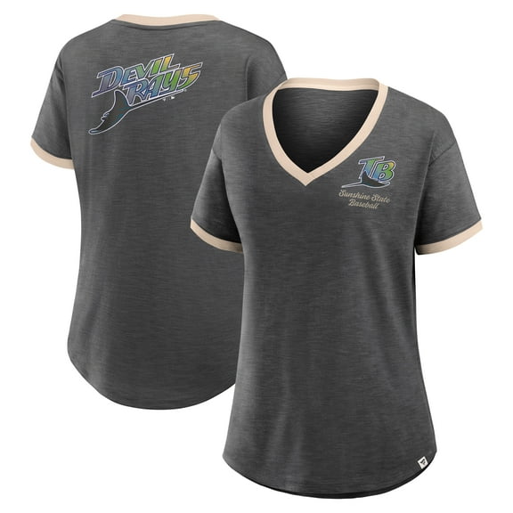 Women's Fanatics Black Tampa Bay Rays Binge Worthy Stadium Slub V-Neck T-Shirt