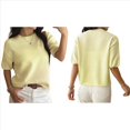 thumbnail image 3 of Suéteres de Verano para Mujer, de Corta, Cuello Redondo, Ligeros, Holgados, Elegantes, Informales, Tipo Blusa Amarillo M, 3 of 7