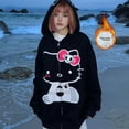 thumbnail image 1 of Veste d'hiver en mélange de coton ajouré pour femme, efficace amincissante, sweat à capuche imprimé de dessin animé, coupe ample, vêtements d'extérieur confortables, 1 of 4