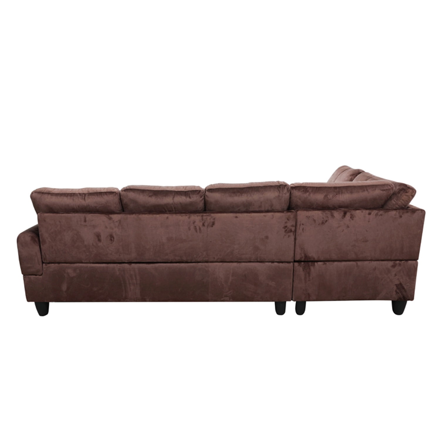 Hommoo Flannel Sectional Couch Sofa Set, Modern L Shaped Couch Living Room Furniture Sets, Chocolate(No Ottoman)