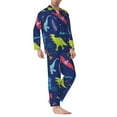 thumbnail image 3 of Kll Dinosaurs Adventure Sleepwear Mens Flannel Pajamas,Long Cotton Pj Set, 3 of 9