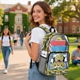 thumbnail image 3 of COEQINE Clear Backpack 17 Inch Transparent PVC & Polyester Backpack, Heavy Duty Lightweight Travel Daypack, Large Capacity Bookbag Work Bag for Boys Kids Men, Dinosaur Camo Green, 3 of 7