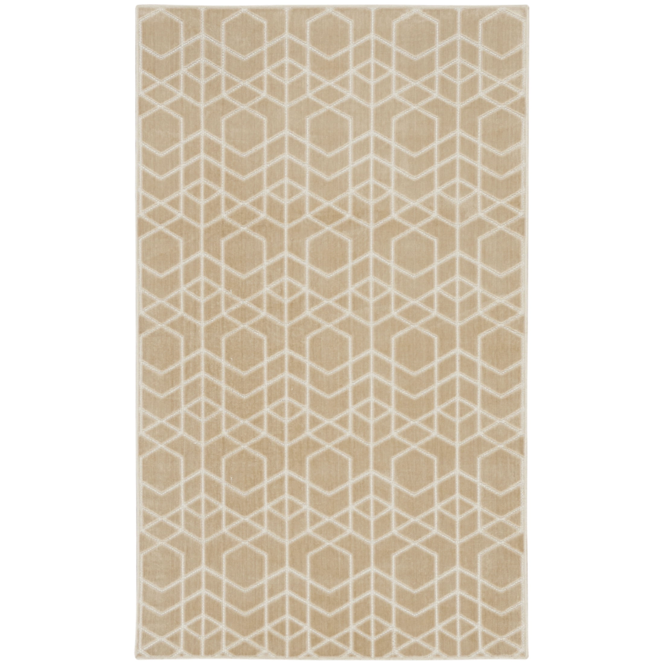 Nourison Washable Charm 3' x 5' Beige Ivory Modern Indoor Rug