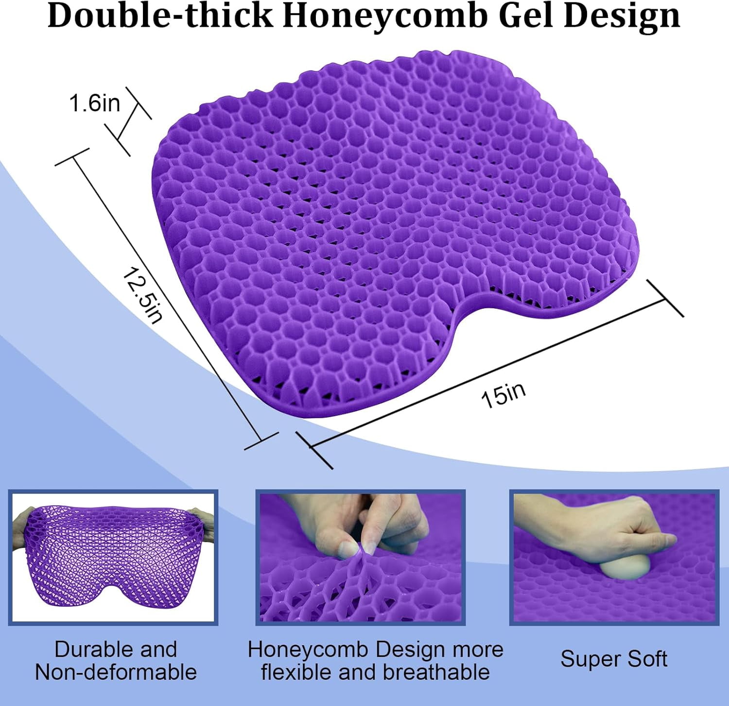 Anti-Slip Kayak Seat Cushion - Waterproof Thicken Gel Boat Kayak Canoe Rowing Stadium Pad for Sit in Kayak Chair Kayak Accessories Equipment Gear for Fishing Kayak