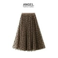 thumbnail image 2 of spring new high-waisted slim-fit black long pleated tulle skirt for women mesh two-way long pleated skirt for women-Apricot-One Size, 2 of 7