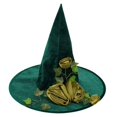 thumbnail image 1 of Sombrero de bruja de Halloween,Decoración de sombrero de bruja de Halloween Gorro de bruja verde,Sombrero de mago,accesorios versátiles para disfraz de cosplay,Artículos esenciales para, 1 of 9