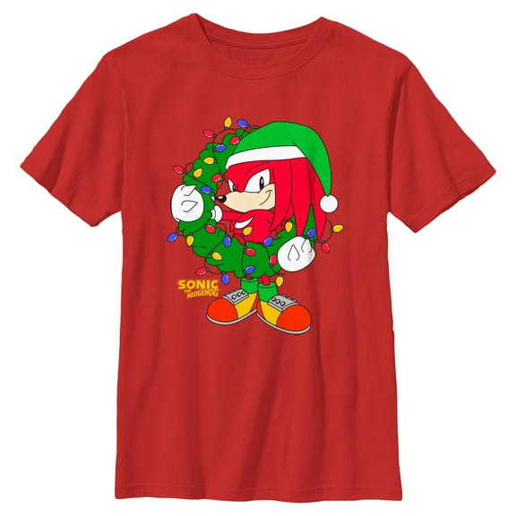 Boys Sonic the Hedgehog Knuckle Christmas Wreath T Shirt