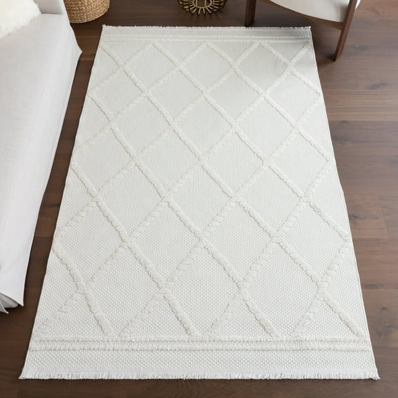 nuLOOM Amalie Trellis Fringe Area Rug, 6' 7" x 9', Amalie Cream