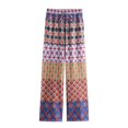 thumbnail image 3 of HH TRAF 2024 Moda Mujer Boho Estampado Manga Larga Cuello en V Pliegues Top Corto + Bolsillos Laterales Diseño Cordón Pantalones Largos Sueltos, 3 of 5