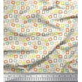 thumbnail image 1 of Soimoi White Cotton Cambric Fabric Square Geometric Print Fabric by Yard 56 Inch Wide, 1 of 3