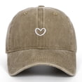 thumbnail image 3 of Lispipm Women Men Washed Cotton Plain Baseball Cap Embroidery Heart Adjustable Dad Hats Low Profile Outdoor Sun Cap Brown, 3 of 5