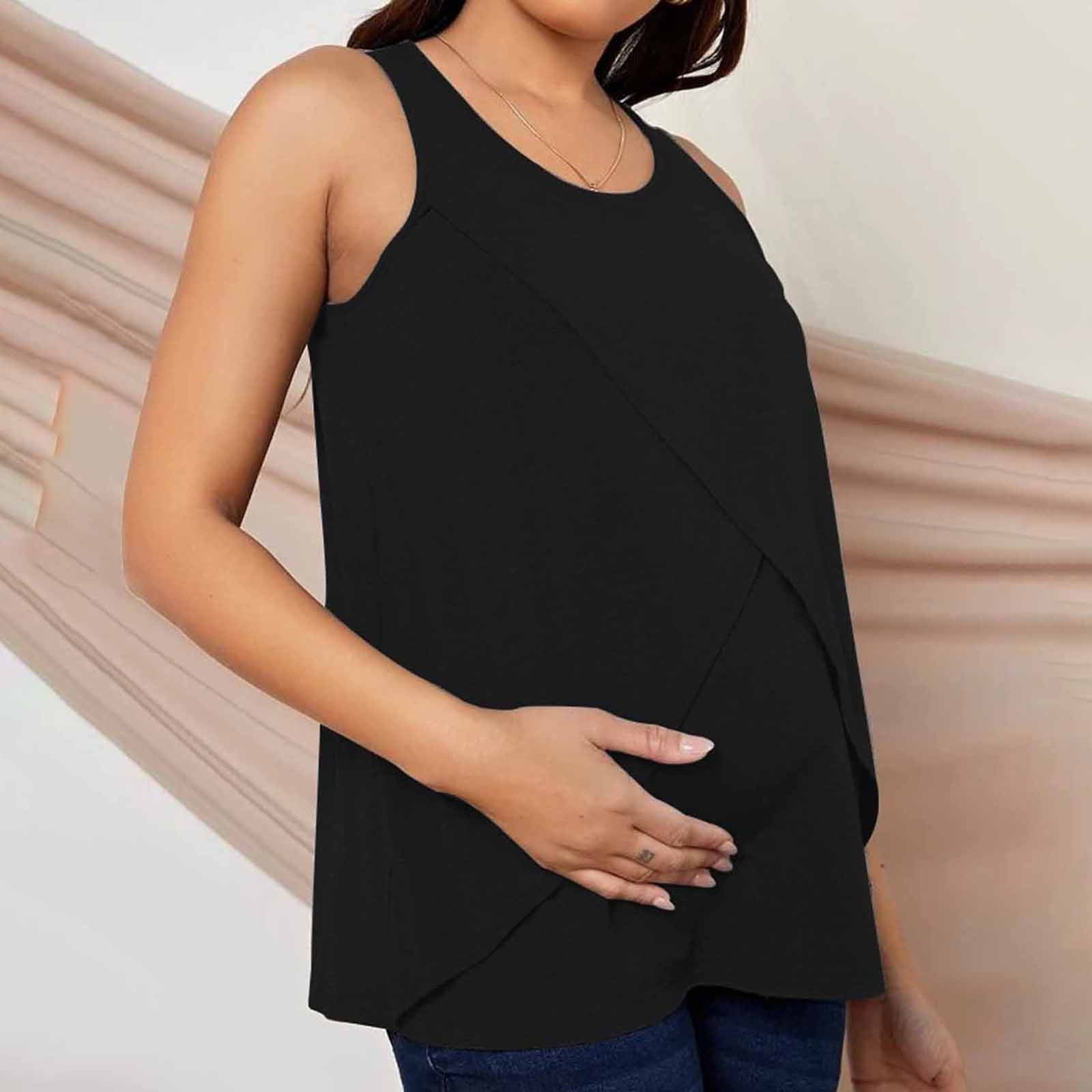 Shldybc Women's Maternity Nursing Top Breastfeeding Tank Top Tee Shirt