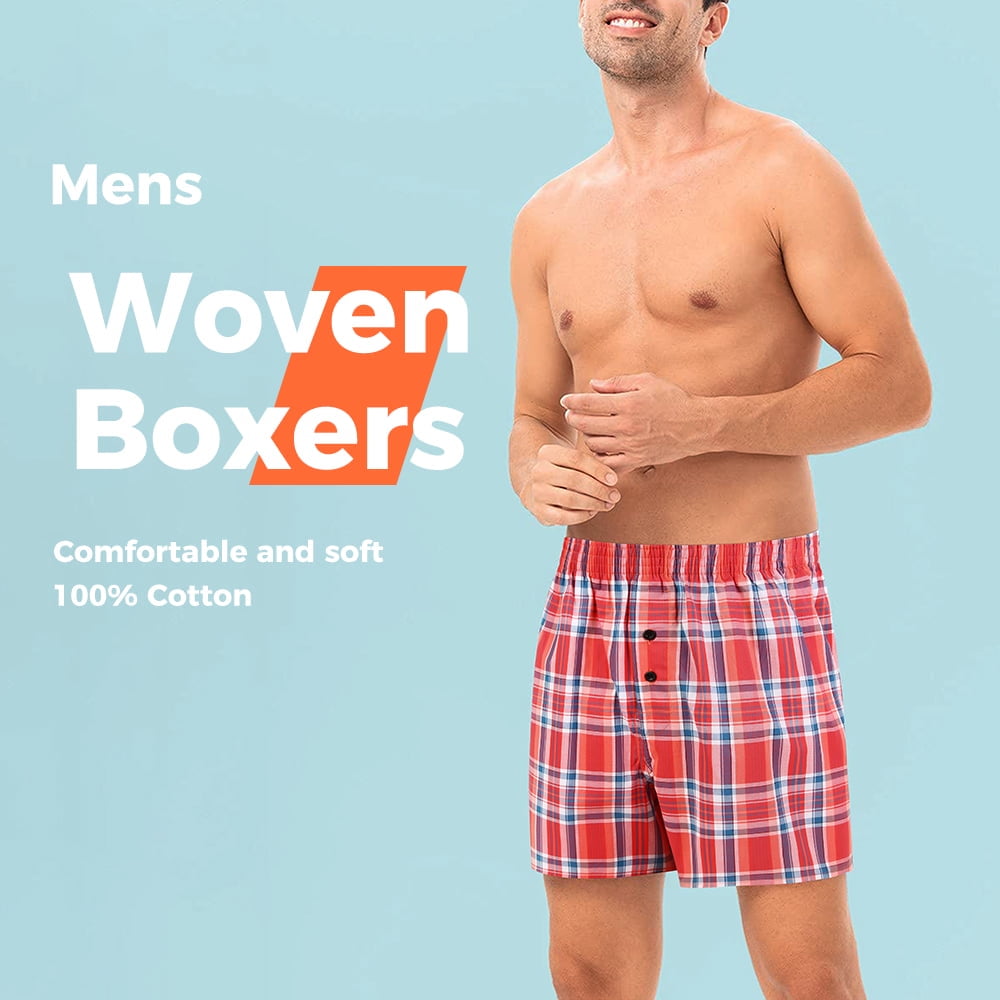 Natural Feelings Mens Boxers Shorts Mens Underwear Man Cotton Woven Boxers  for Men Green