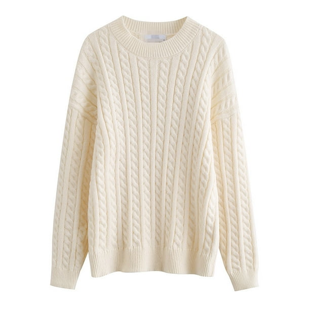NETSENG Winter long-sleeved cotton fishing line round neck sweater