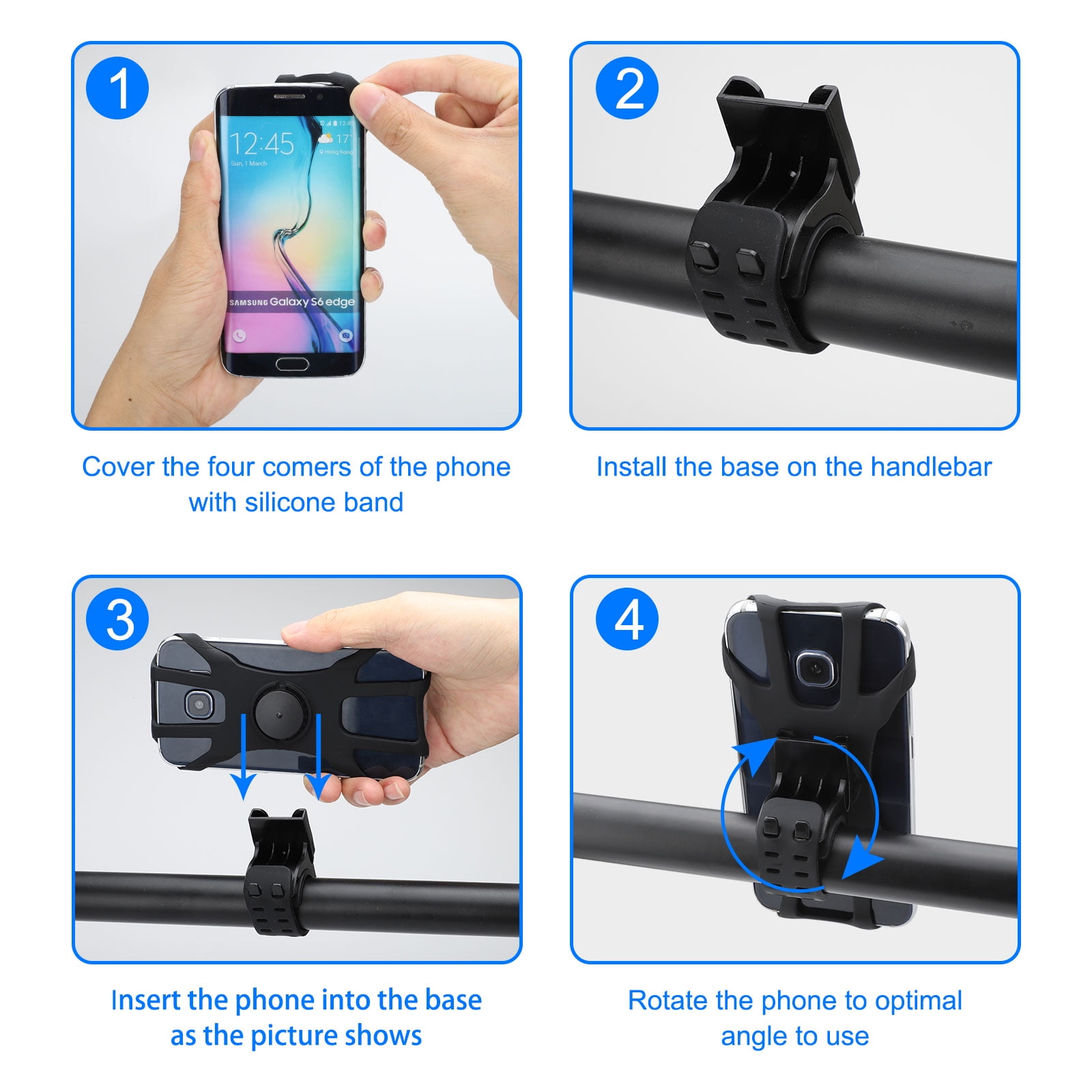 joyroom Bike Phone Mount with 360 Rotation Samsung S20//S20 Plus Gray Compatible with iPhone 11 Pro Max//11 Pro//XS Max//XR//8 Anti-Shake Adjustable Bicycle Phone Holder for Universal Handlebar