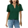 thumbnail image 1 of Birdeem Mode Femmes Décontracté Uni Chandail à Enfiler Col en V Manches Courtes T-Shirt Hauts Blouse, 1 of 3