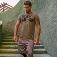 thumbnail image 4 of 5% Nutrition Rich Piana Muscle T-Shirt, US Flag Military Green Short Sleeve Cotton Gym Workout Shirt, 4 of 5