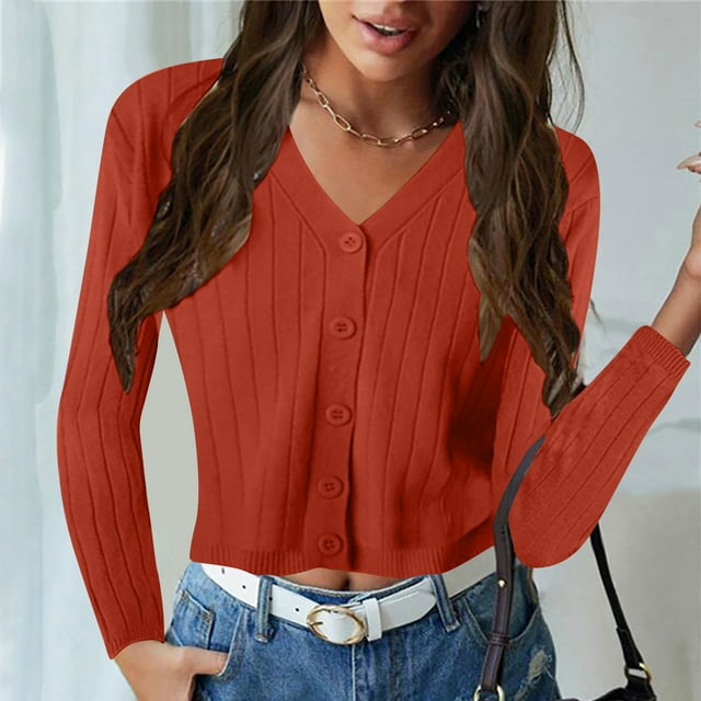 LOVZFMLL Cardigan pour Femmes Mode et Hiver Décontracté Manche Chandail Blouse Cardigan Uni
