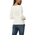 thumbnail image 3 of INSPIRE CHIC Womens' Fall Winter V Neck Wrap Long Sleeve Casual Sweater Tops M White, 3 of 7