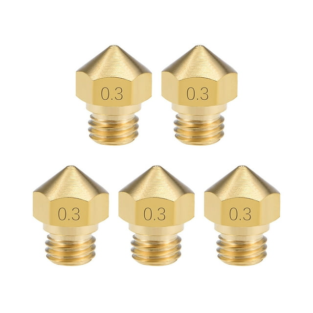 Cabezal de boquilla 3D de 0.3 mm con rosca M7, reemplazo para extrusora MK10 de 1.75 mm, latón, 5 piezas