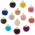 thumbnail image 1 of 130 piezas de pompones en 13 colores para pendientes, borlas, colgantes y joyería. Pompones metálicos de tela y piel sintética. Ideales para crear pendientes, colgantes y otros artículos de joyería., 1 of 9