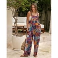 thumbnail image 2 of PUWEI Women's Summer Casual Boho Romper Floral Print Overalls Loose Wide Leg Jumpsuits with Pockets, 2 of 7