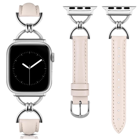Wearlizer Slim Leather Watch Band Compatible with Apple Watch Bands 38/40/41/42/44/45/46/49mm Women D-Shaped Buckle Thin Strap for Iwatch Series 11/10/9/8/7/6/5/4/3/SE/Ultra