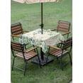 thumbnail image 4 of Outdoor Tablecloth with Umbrella Hole for Patio/Picnic/Party/Camping, Green Waterproof Table Cloth Square Cover Washable, Eucalyptus Leaves (54"x 54"), 4 of 8