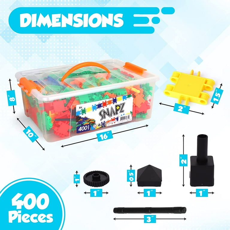 SNAPZ 400 Pcs Interlinking Building Bricks - Durable Block Set w